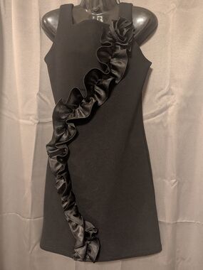 Sweet Heart Rose Black Ruffle Shift Dress - Classic Girls 12 Dress